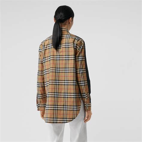 burberry satin stripe vintage check shirt|Burberry Vintage Check Stretch Cotton Oversized Shirt.